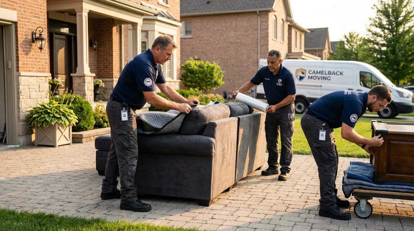 Large estate moving crew wrapping furniture in Bayou La Batre, AL
