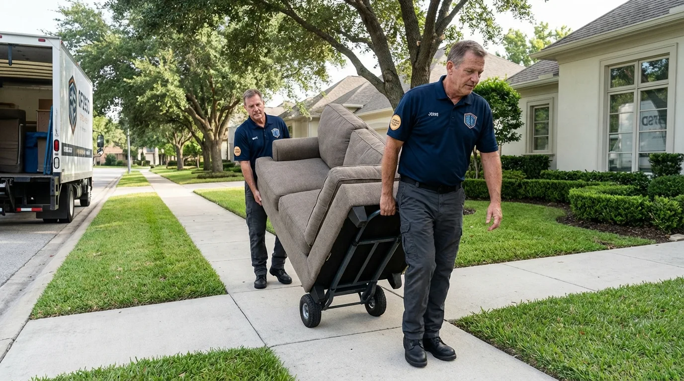 Local residential moving crew loading furniture in Bayou La Batre, AL
